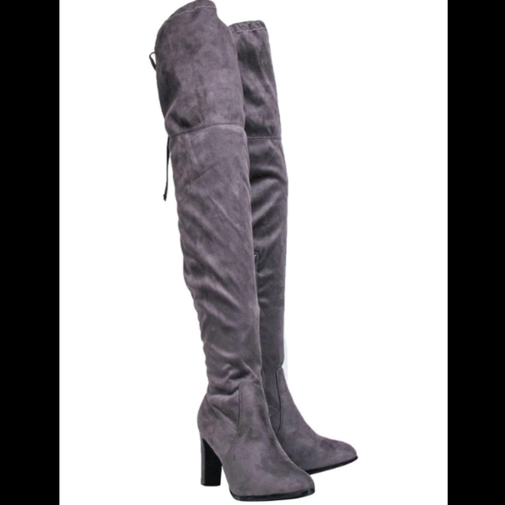 Catherine Grey over the knee Suede Boots